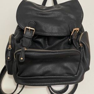 Harlow black faux leather backpack